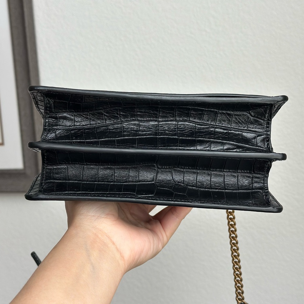 Yves Saint Laurent Black Croc-Pattern Crossbody Bag - Picture 2 of 16